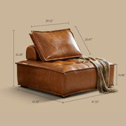 Modern Modular Vintage Leather Sofa Tufted Deep Seat Lounge Sofa Oil Wax Top Grain Leather